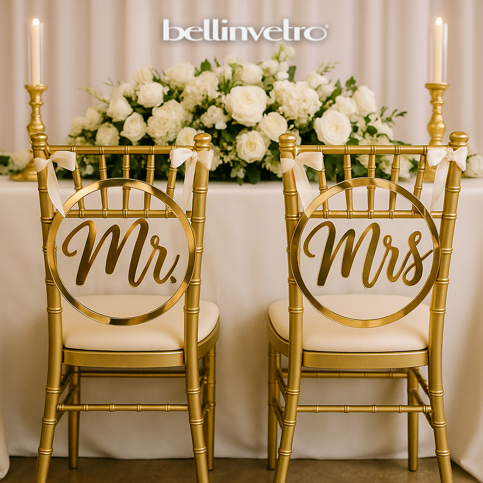 Cerchio in plexiglass specchiato "Mr Mrs" sposi BELLINVETRO VR 1399