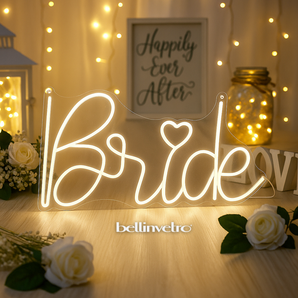Scritta neon LED INCASSATO - Bride monocolore da parete BELLINVETRO VR 1078