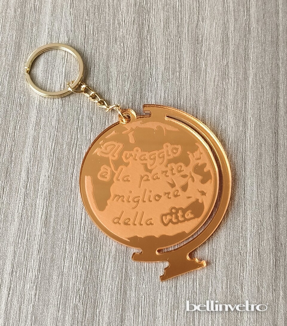 Portachiavi | calamite mappamondo in plexiglass specchiato BELLINVETRO VR 1312