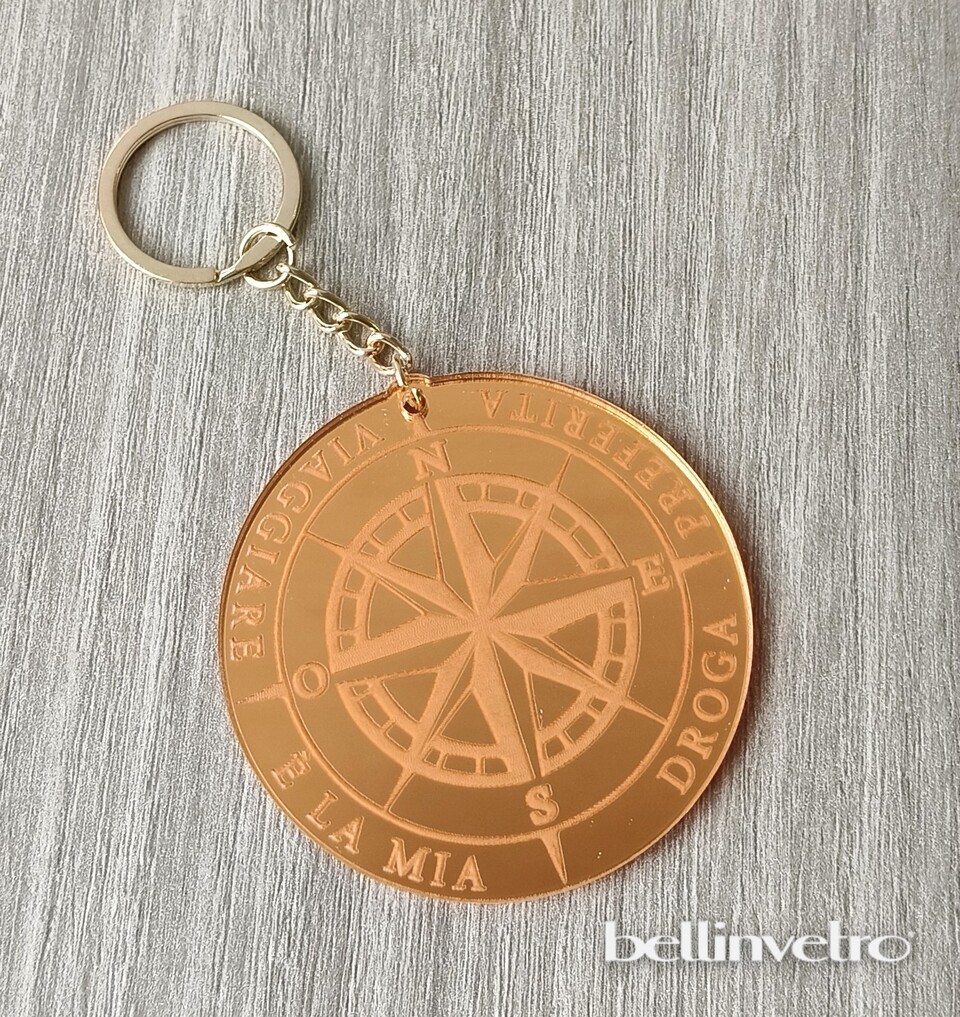 Portachiavi | calamite rosa dei venti in plexiglass specchiato BELLINVETRO VR 1317