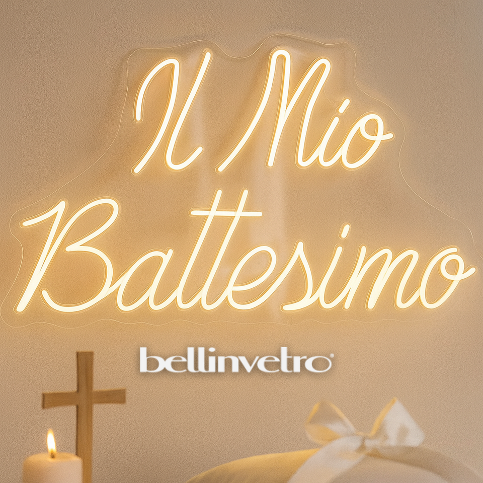 Scritta neon LED INCASSATO - Il mio Battesimo monocolore da parete BELLINVETRO VR 1236