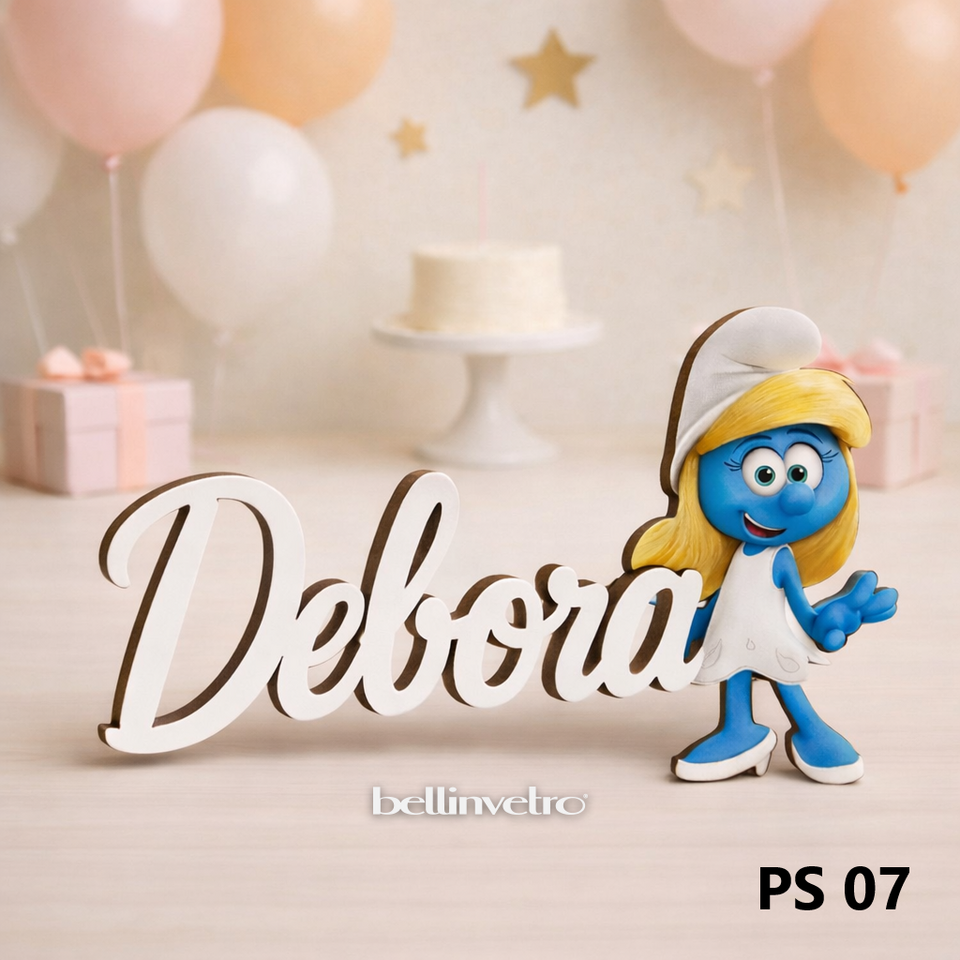 Nomi personalizzati in legno laccato con personaggio su una riga BELLINVETRO VR-UV 1451