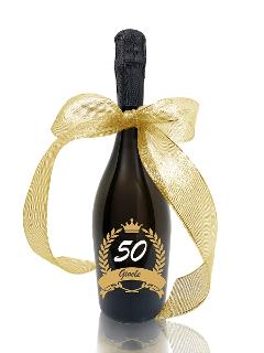 Bottiglia incisa 50 compleanno "LINEA EVENTO" PERLA
