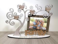 Portafoto con albero della vita in legno family BELLINVETRO VR 15 - FL 04 - FL 08 - FL 12