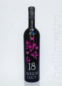 Bottiglia incisa e dipinta a mano 18 compleanno VINO PERLA 04