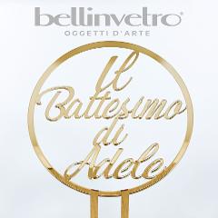 Topper cake il battesimo con nome a scelta in plexiglass specchiato BELLINVETRO VR 1283