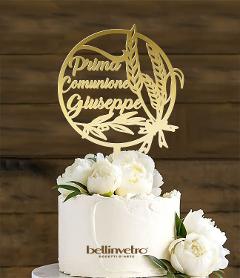 Topper cake  la prima comunione con nome  plexiglass specchiato BELLINVETRO VR 191