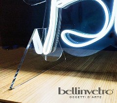 Appoggi autoportanti / basi per NUMERI o SCRITTE a neon BELLINVETRO in plexiglass trasparente