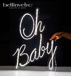 Scritta neon - Oh baby - monocolore o RGB da parete BELLINVETRO VR 1154