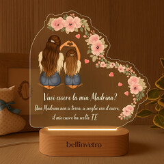 Lampada LED in plexiglass | NIGHT LIGHT | Vuoi essere la mia madrina? con base in legno BELLINVETRO VR-UV 1435