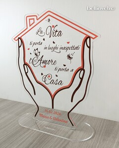Targa in plexiglass sagoma casa | con nomi, data o dedica BELLINVETRO VR-UV 1184