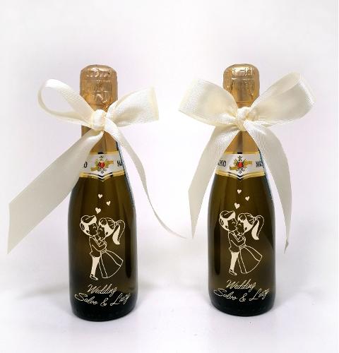 Bottiglia decorata monocolore sposini - matrimonio MASCHIO PROSECCO 200 ML DEC 03