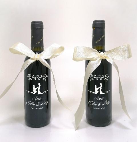 Bottiglia decorata monocolore sposi matrimonio PERLA VINO 375 ML DEC 40
