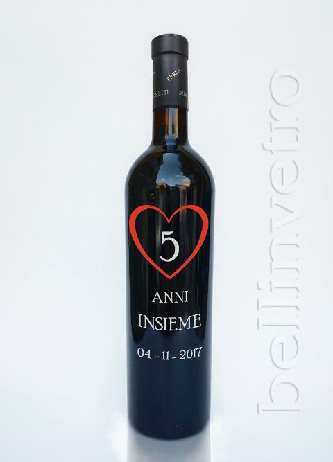 Bottiglia incisa e dipinta a mano anniversario VINO CANTINE PAOLINI 33