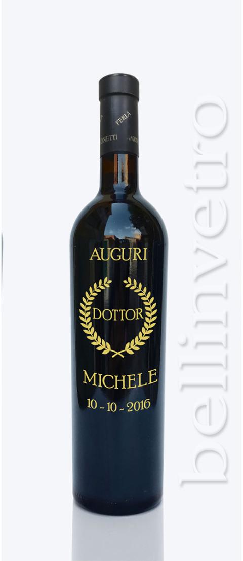 Bottiglia incisa e dipinta a mano auguri dottore VINO CANTINE PAOLINI 39