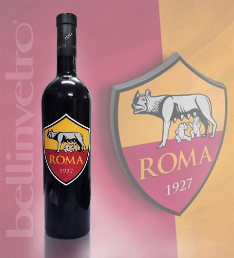 Bottiglia incisa e dipinta a mano squadre roma VINO PERLA 156