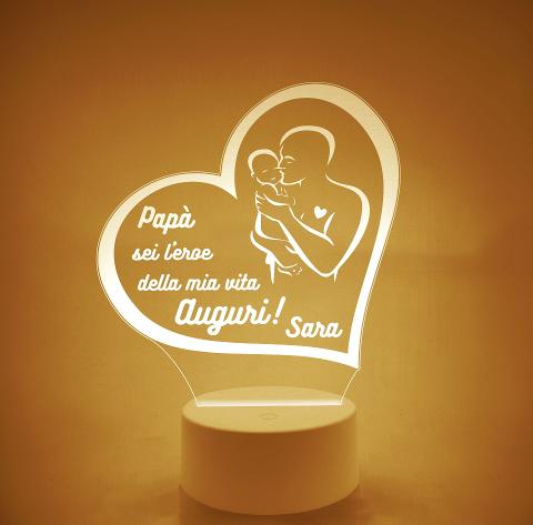Lampada LED in plexiglass | NIGHT LIGHT | papa' con bimba neonata | festa del papa' BELLINVETRO VR 117