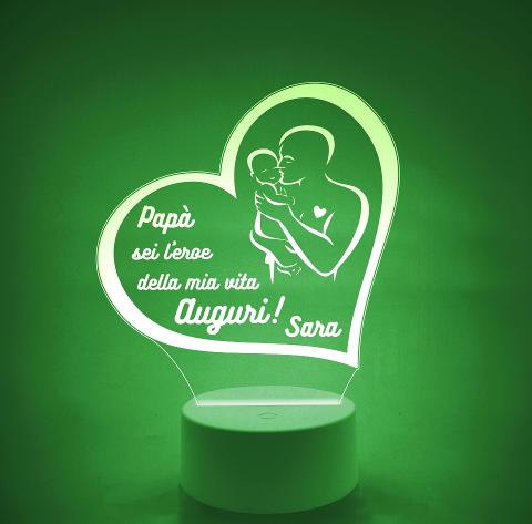 Lampada LED in plexiglass | NIGHT LIGHT | papa' con bimba neonata | festa del papa' BELLINVETRO VR 117