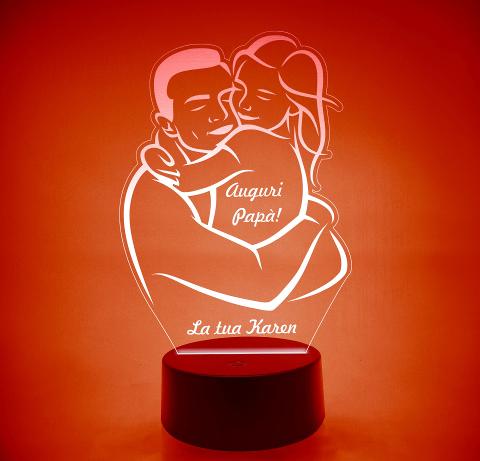 Lampada LED in plexiglass | NIGHT LIGHT | papà e bimba festa del papà BELLINVETRO VR 119