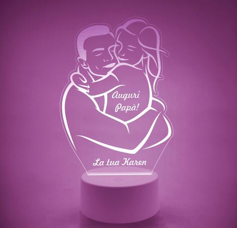 Lampada LED in plexiglass | NIGHT LIGHT | papà e bimba festa del papà BELLINVETRO VR 119