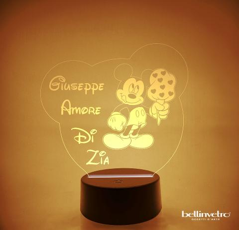 Lampada LED in plexiglass | NIGHT LIGHT | topolino con gelato BELLINVETRO VR 51