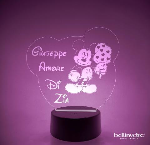 Lampada LED in plexiglass | NIGHT LIGHT | topolino con gelato BELLINVETRO VR 51