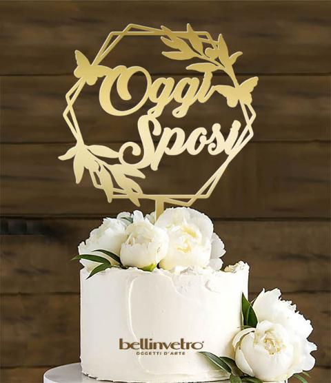 Topper cake oggi sposi in plexiglass specchiato BELLINVETRO VR 232