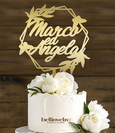 Topper cake con nomi plexiglass specchiato BELLINVETRO VR 230