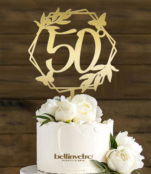 Topper cake per anniversario in pelxiglass specchiato BELLINVETRO VR 180