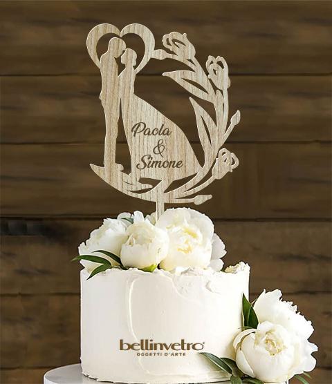 Topper cake sposini in legno BELLINVETRO VR 182