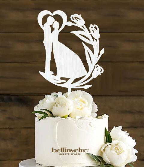 Topper cake sposini in legno BELLINVETRO VR 182