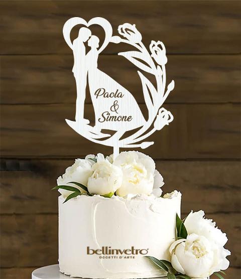 Topper cake sposini in legno BELLINVETRO VR 182