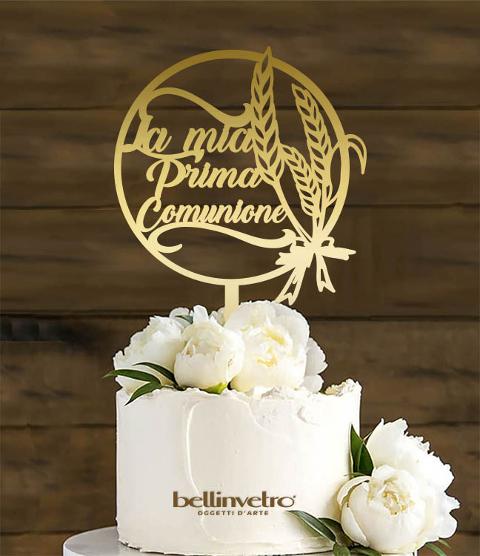 Topper cake  la prima comunione con nome  plexiglass specchiato BELLINVETRO VR 191