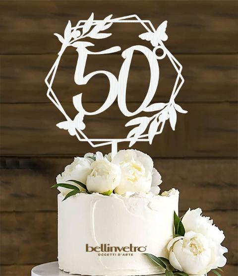 Topper cake per anniversario in legno BELLINVETRO VR 180