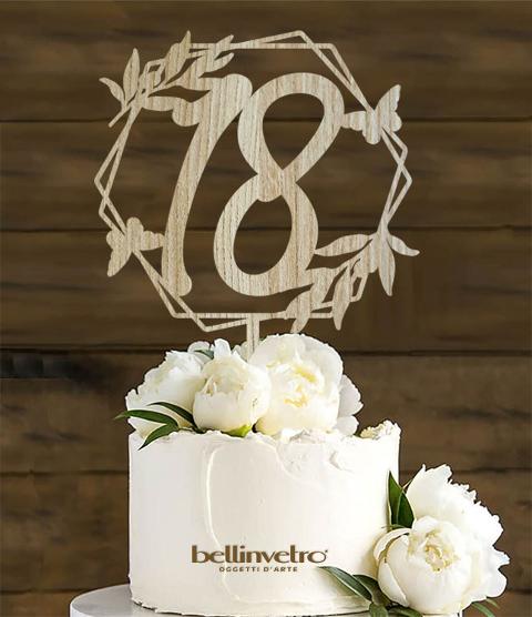 Topper cake 18  in legno BELLINVETRO VR 180