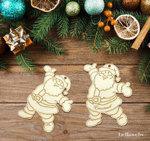 Babbo natale con braccia  alzate in legno  da colorare BELLINVETRO VR 333