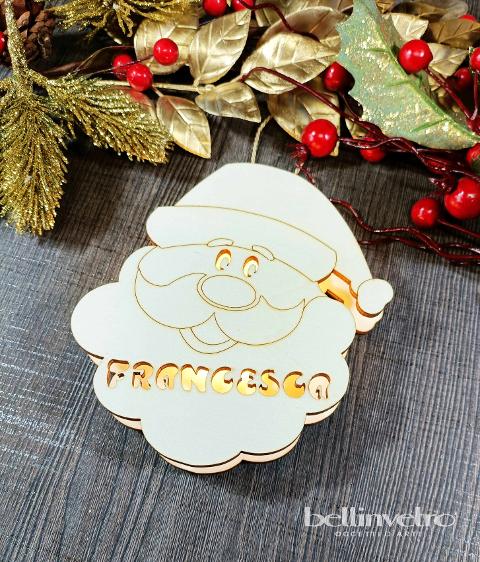 Faccia di babbo natale con luci in legno personalizzabile BELLINVETRO VR 327