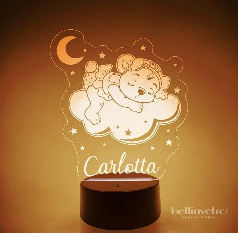 Lampada LED in plexiglass | NIGHT LIGHT | orsetto con nuvola BELLINVETRO VR 363