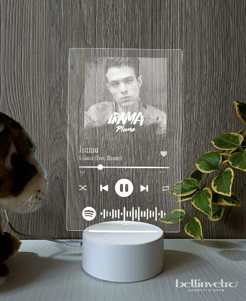 Lampada LED in plexiglass | NIGHT LIGHT | spotify music Irama BELLINVETRO VR 397