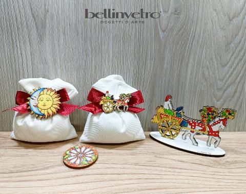 Bomboniera sole luna e carretto siciliano decorata eventi - feste - matrimonio BELLINVETRO VR-UV 408