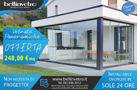 Produzione e Installazione Vetrate panoramiche scorrevoli in 24 ore in tutte le province in Sicilia bellinvetro 01