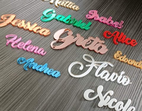 Nomi e scritte personalizzati in plexiglass specchiato per segnaposto o bomboniere BELLINVETRO VR 158