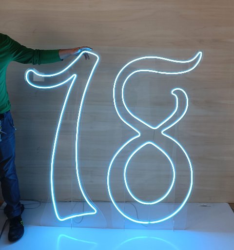 Numeri neon singoli doppia linea - monocolore o RGB da parete | d'appoggio BELLINVETRO VR 1361