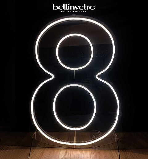 Numeri neon singoli doppia linea - monocolore o RGB da parete | d'appoggio BELLINVETRO VR 1361
