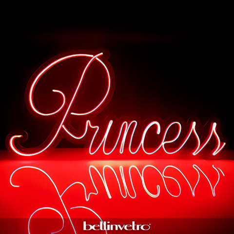 Scritta neon - Princess monocolore o RGB da parete BELLINVETRO VR 1363