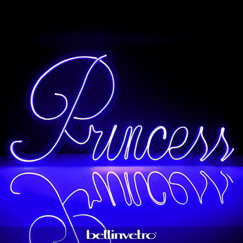 Scritta neon - Princess monocolore o RGB da parete BELLINVETRO VR 1363