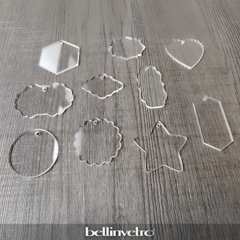 Tag e Segnaposto in plex trasparenti neutre decorabili per il Fai da Te BELLINVETRO VR 1159