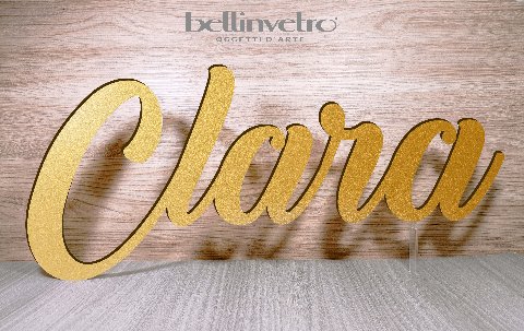 Scritte e nomi personalizzati in legno laccato o laminato su una riga BELLINVETRO VR 158