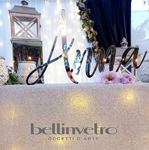 Scritte e nomi personalizzati in plexiglass specchiato su una riga BELLINVETRO VR 158