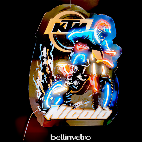 Insegna a neon led - loghi aziendali BELLINVETRO MOTO